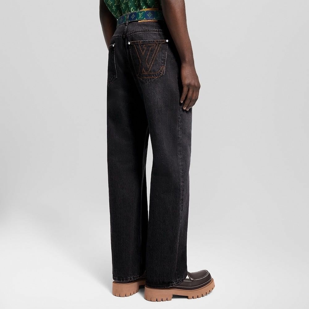 LV Signature Embroidered Jeans - Dark Wash