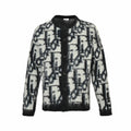 Oblique Brushed Wool Jacquard Cardigan | Black & White