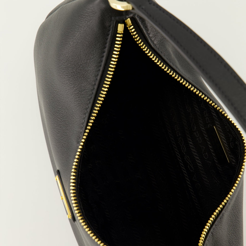 Black Leather Drawstring Bag