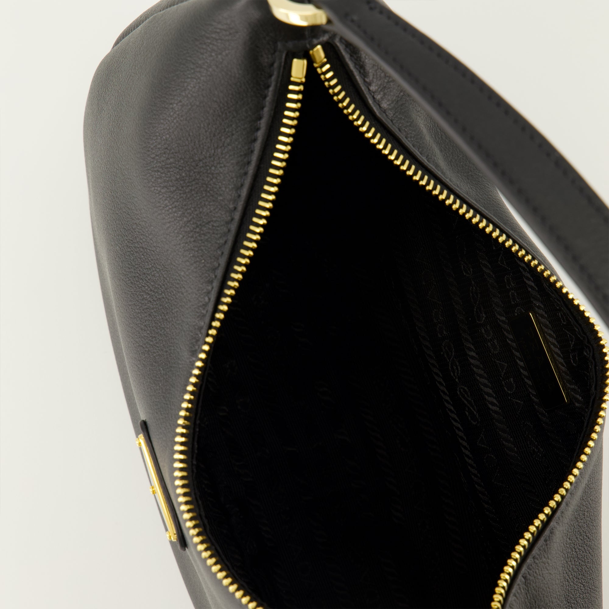 Black Leather Drawstring Bag