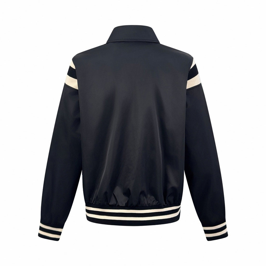 Triomphe Logo Striped Satin Jacket | Black