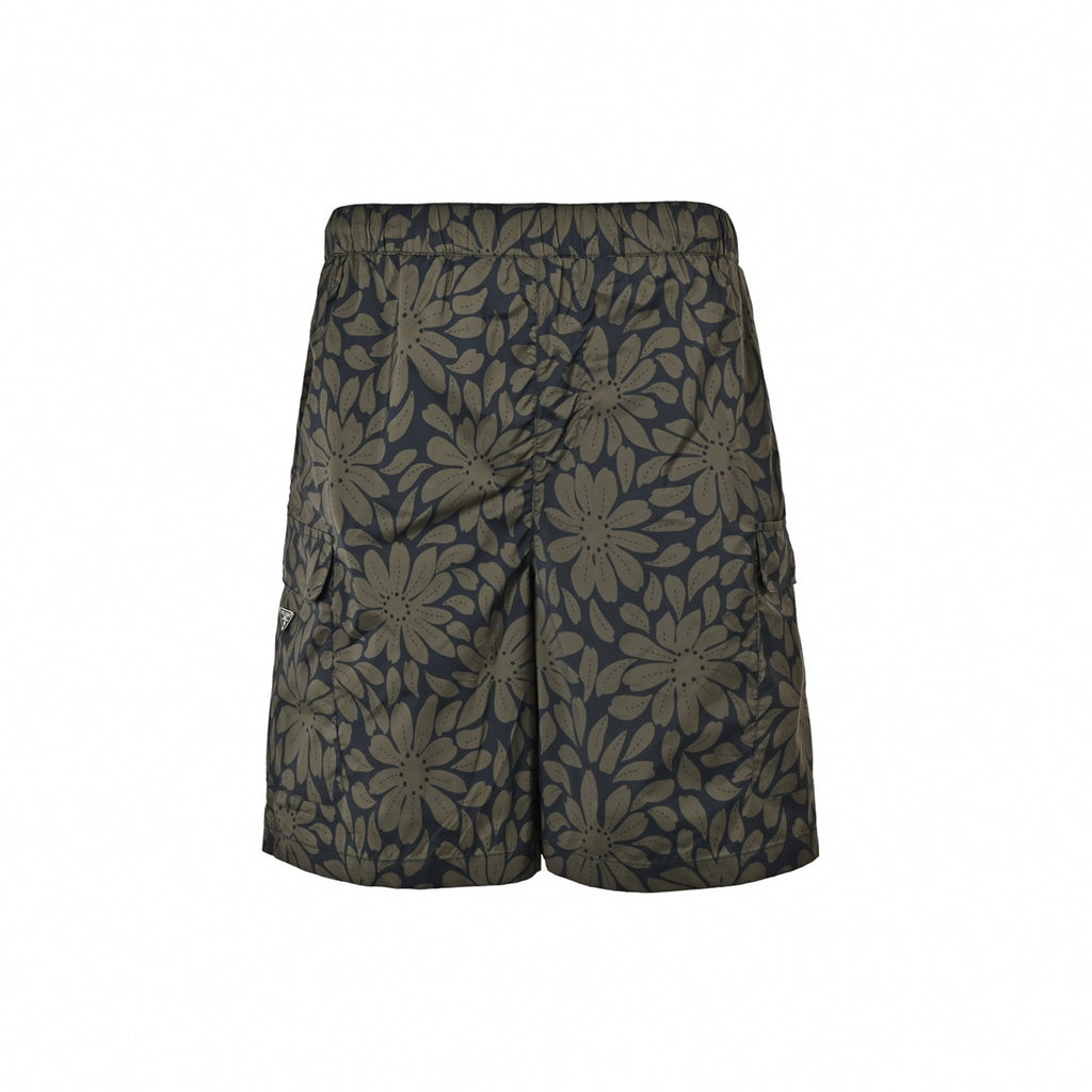 Floral Print Nylon Cargo Shorts