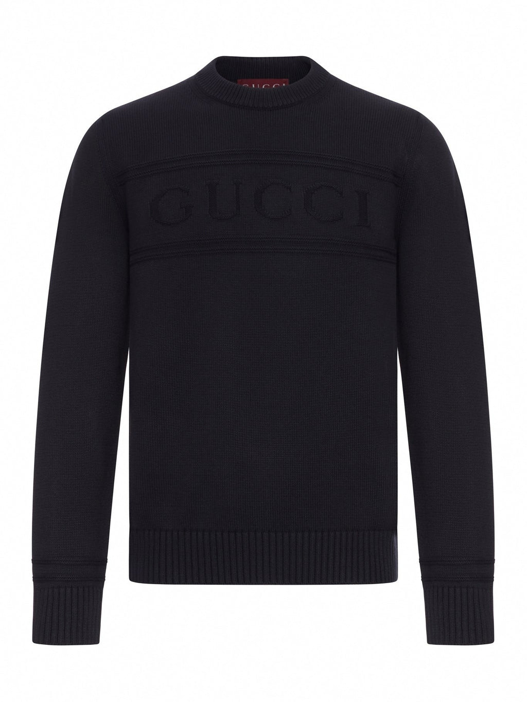Tonal Logo Knit Crewneck Sweater | Black