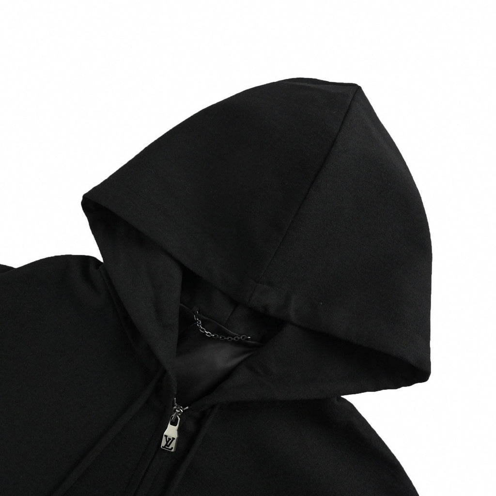 Metal Logo Zip-Up Hoodie | Black