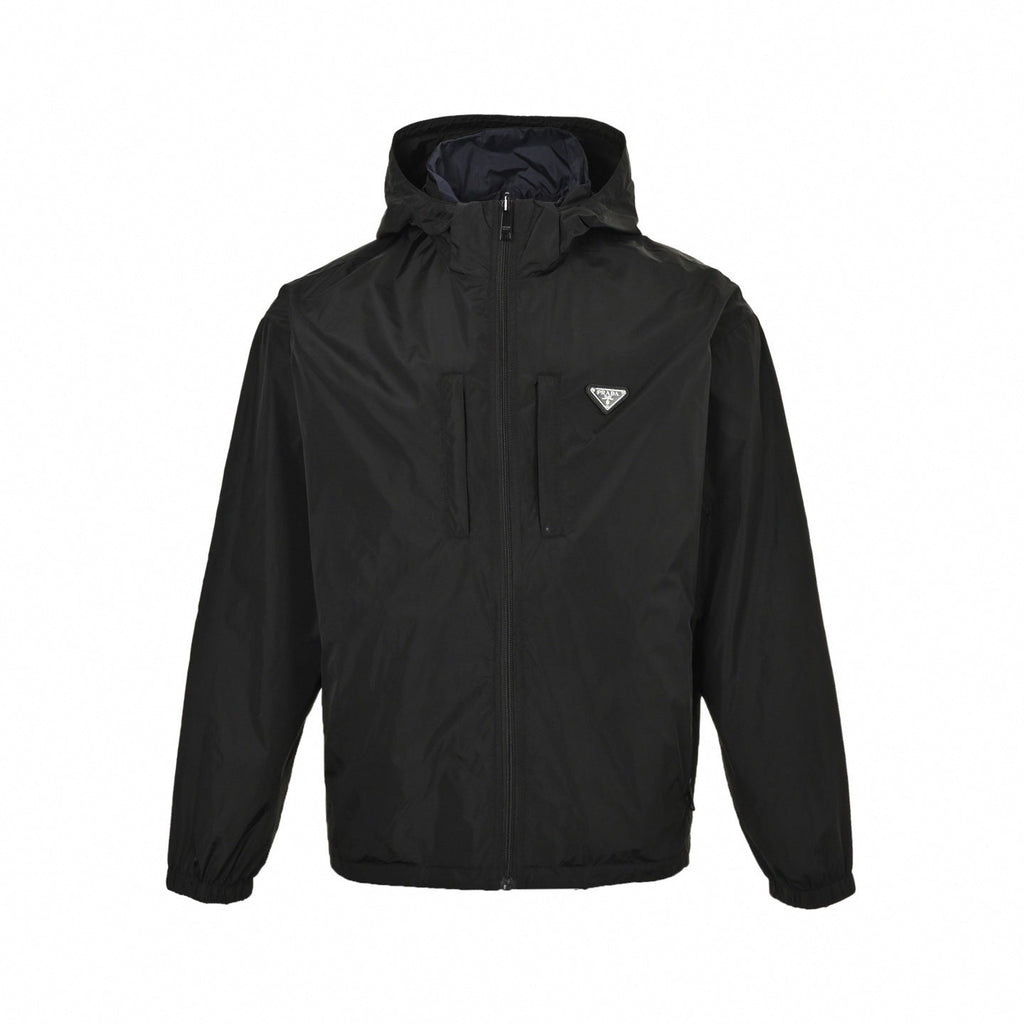 Re-Nylon Reversible Hooded Jacket | Black & Navy
