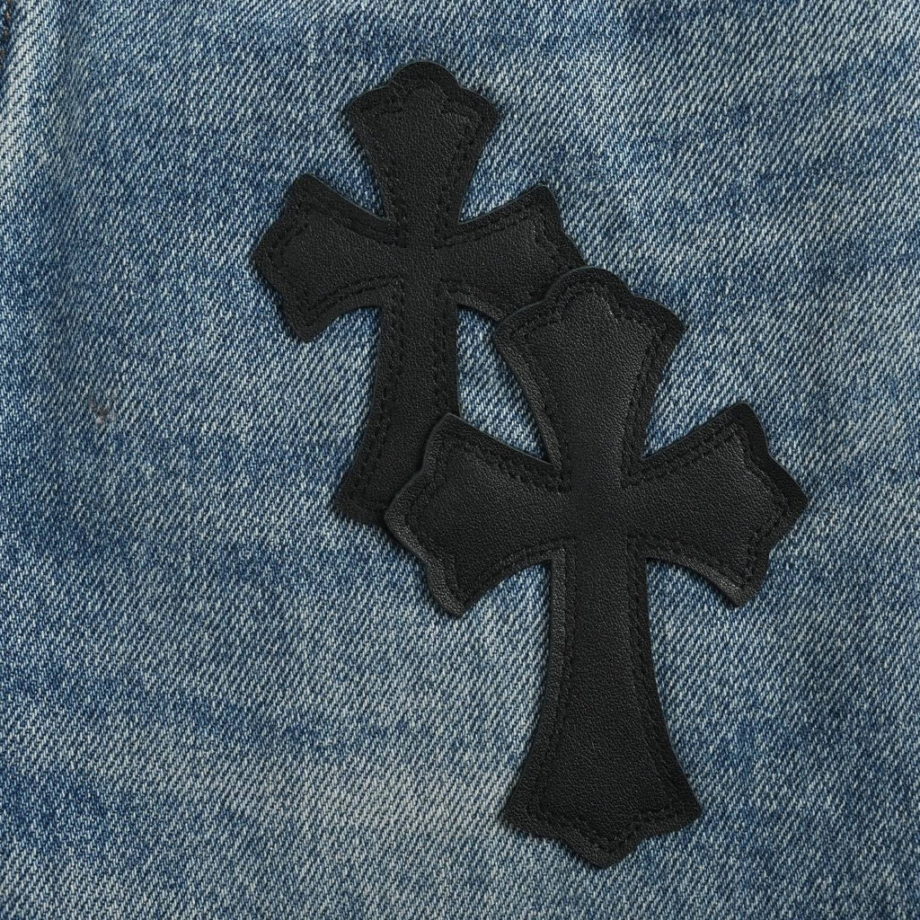Cross Patch Denim Jeans | Blue