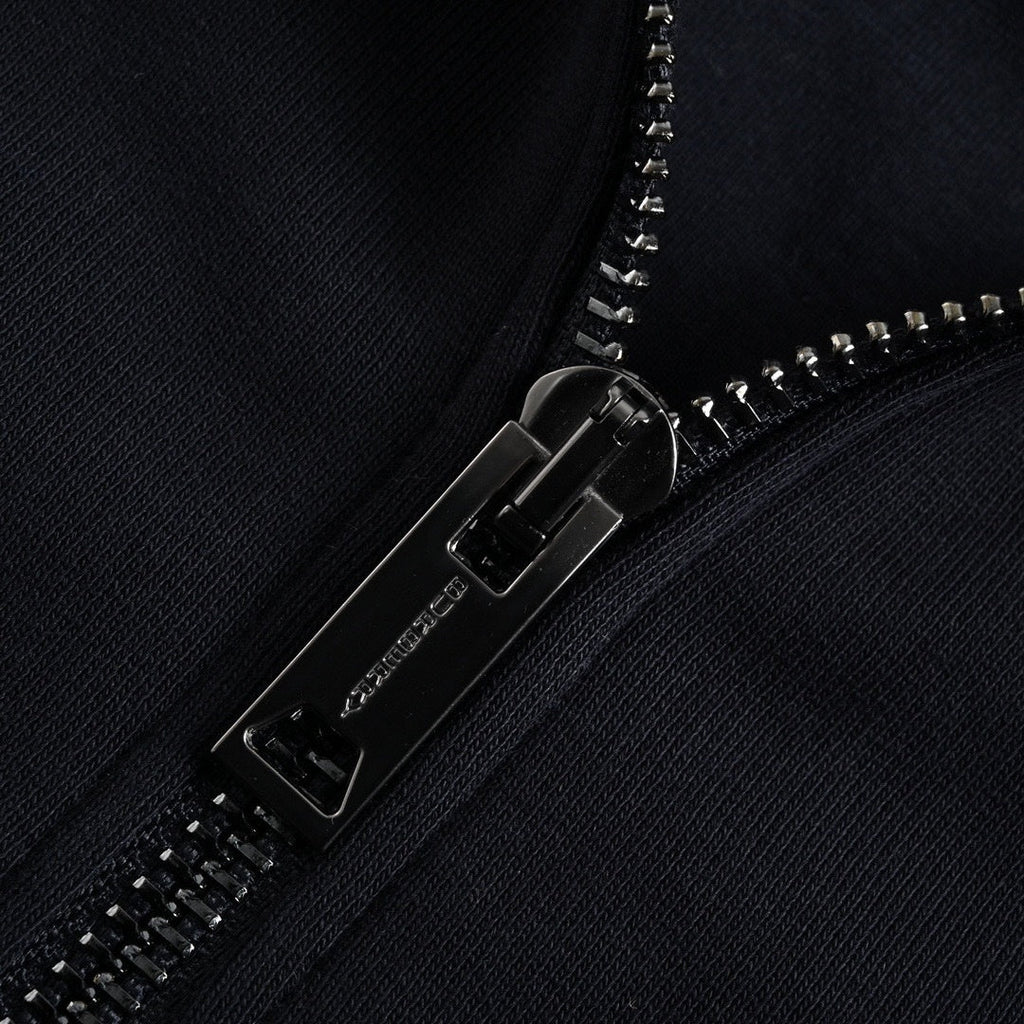 TB Monogram Zip-Up Checked Trim Hoodie | Navy