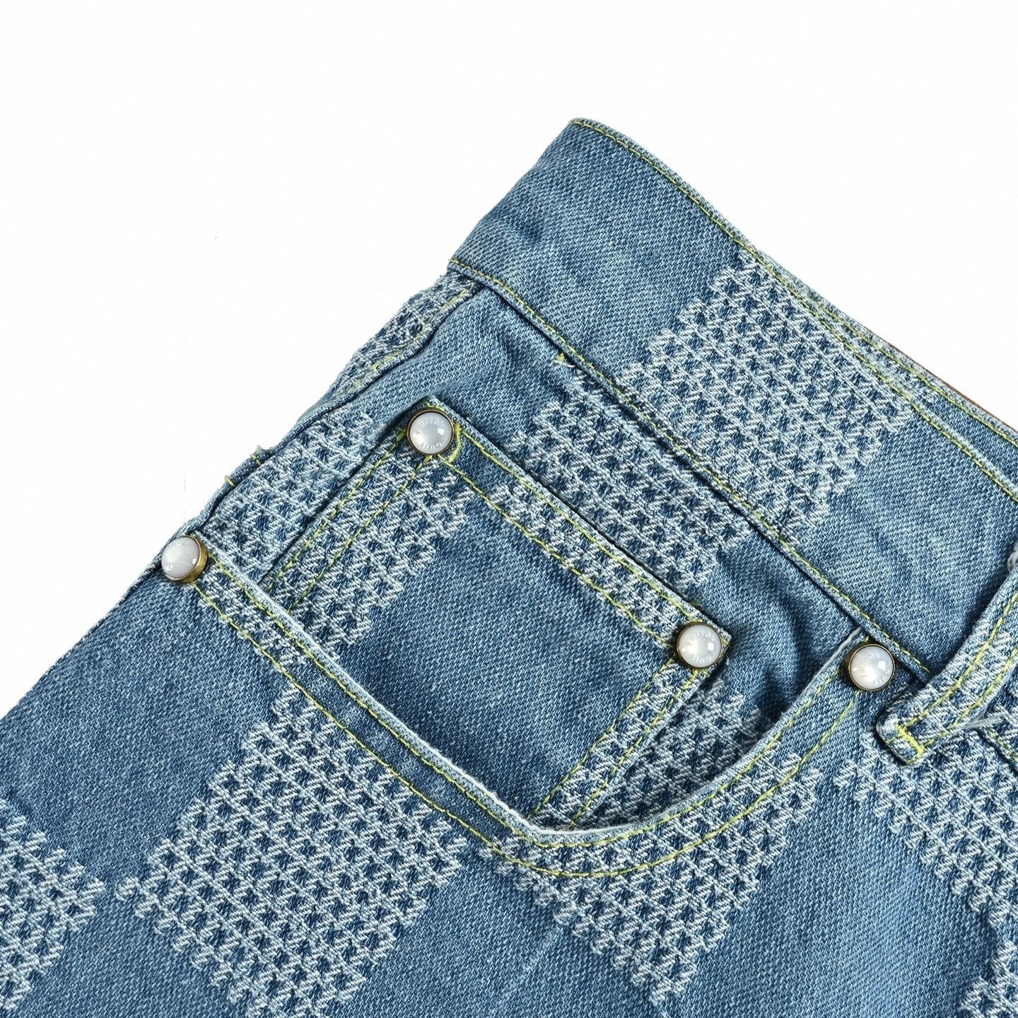 Damier Stitch Denim Shorts