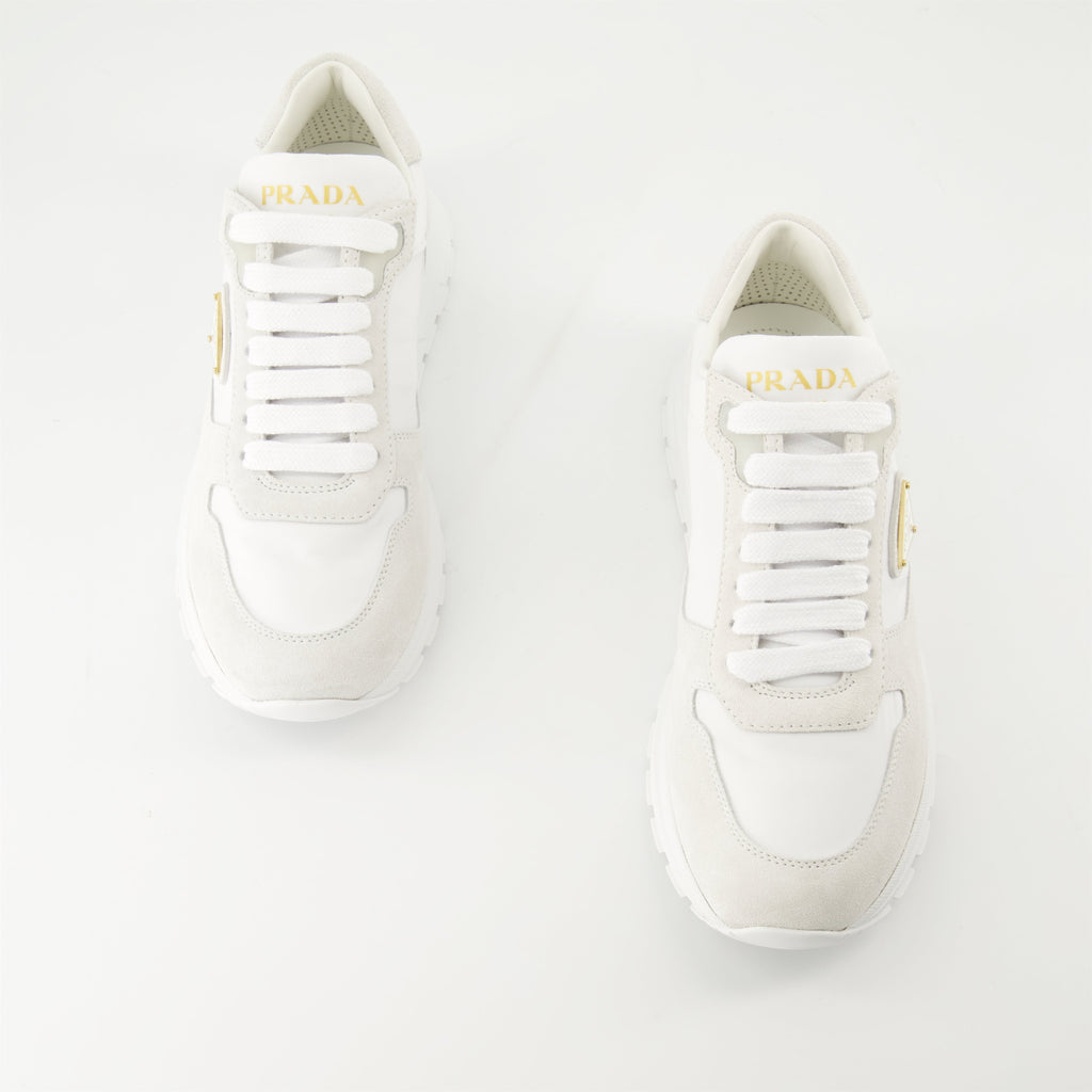 Nylon and Leather Sneakers