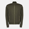 Quilted Zippered Cardigan in Khaki Wool