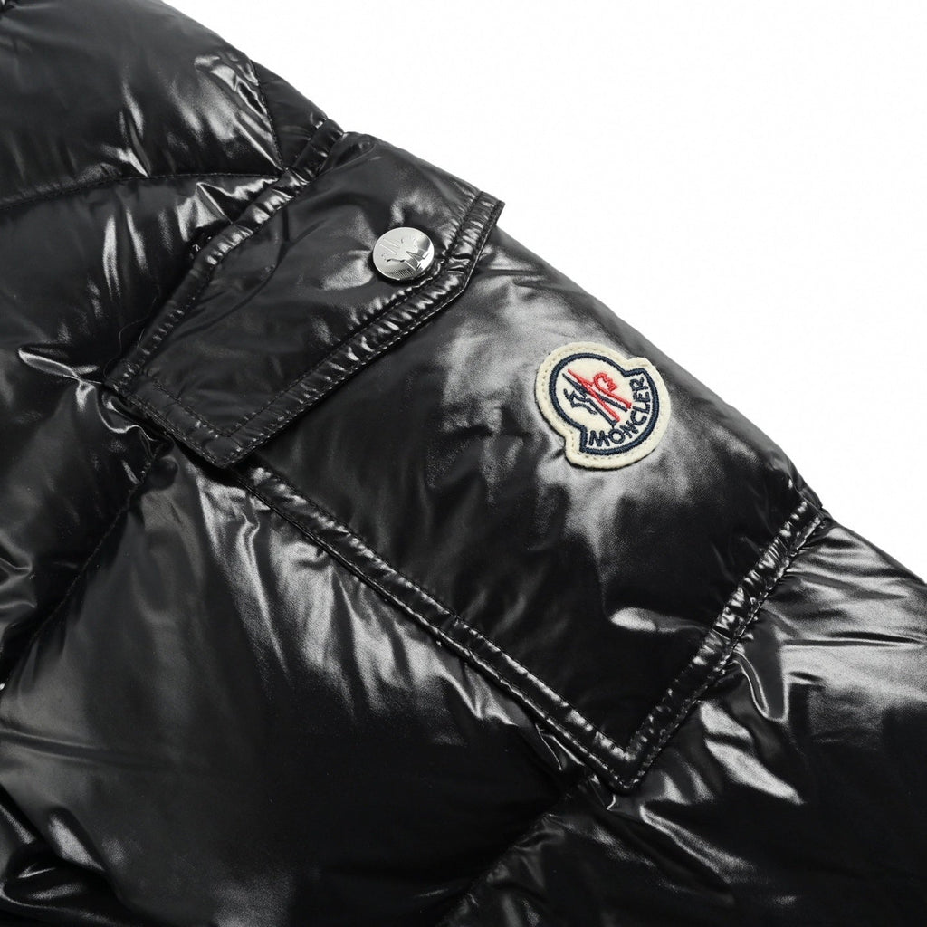 High-Gloss Nylon Long Down Parka | Black