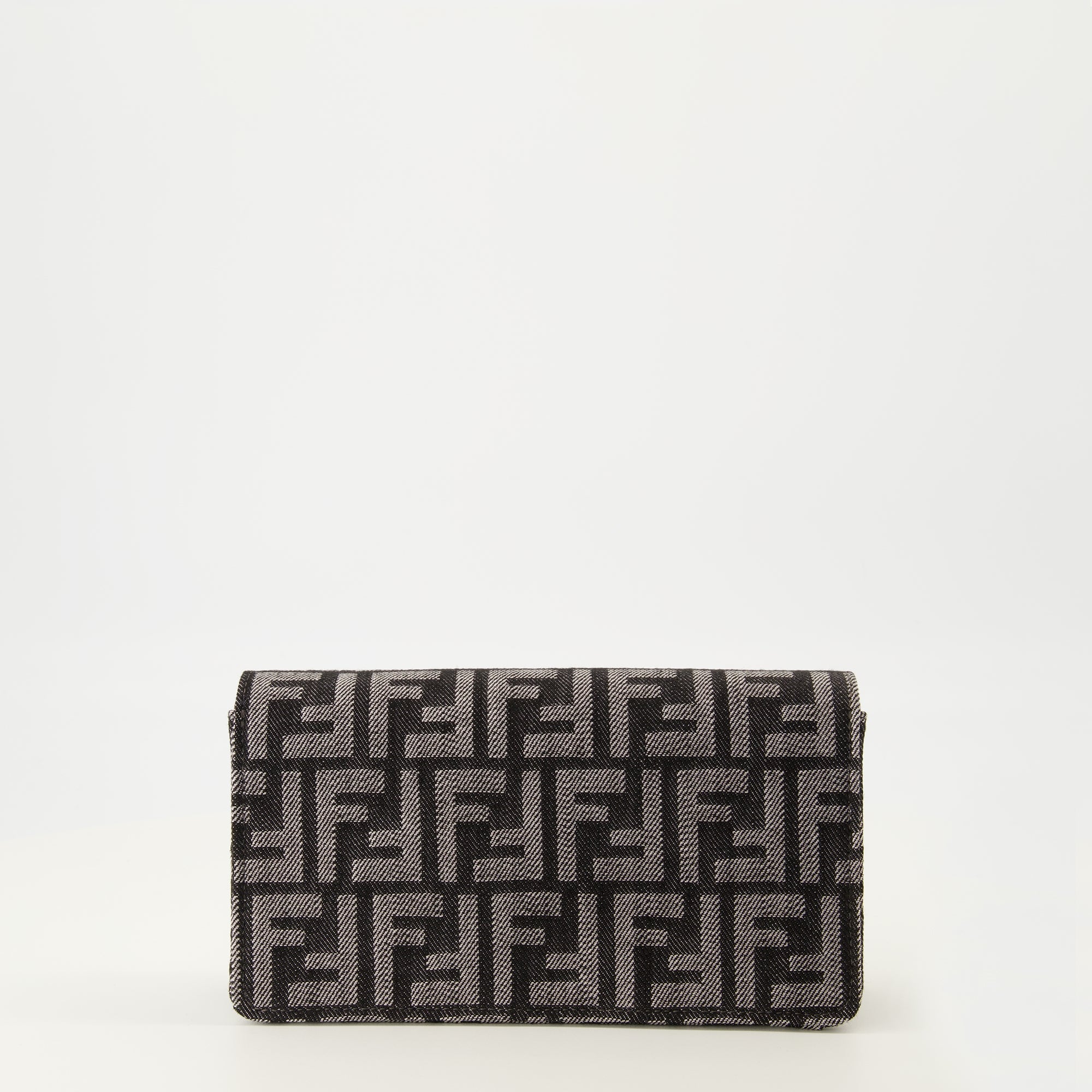 Gray FF Denim Chain Baguette Wallet