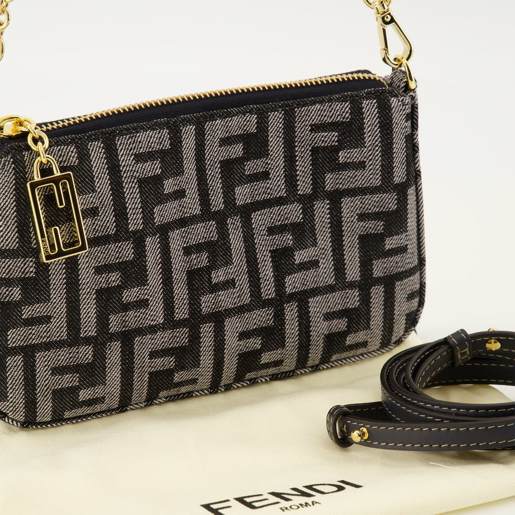 FF Denim Baguette Clutch