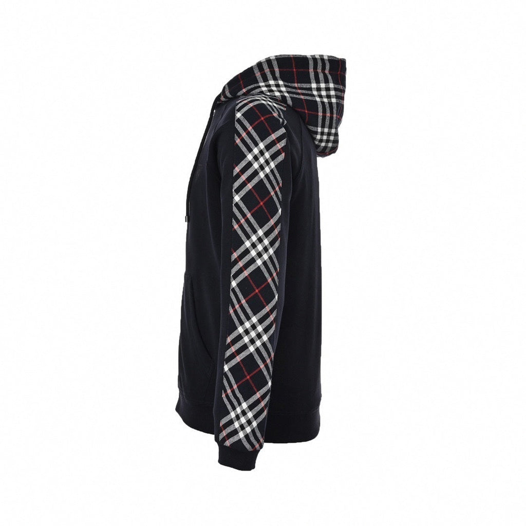 TB Monogram Zip-Up Checked Trim Hoodie | Navy