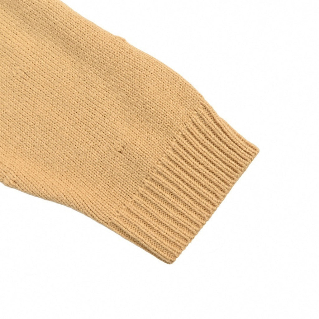 Intarsia Logo Pointelle Wool Sweater | Beige