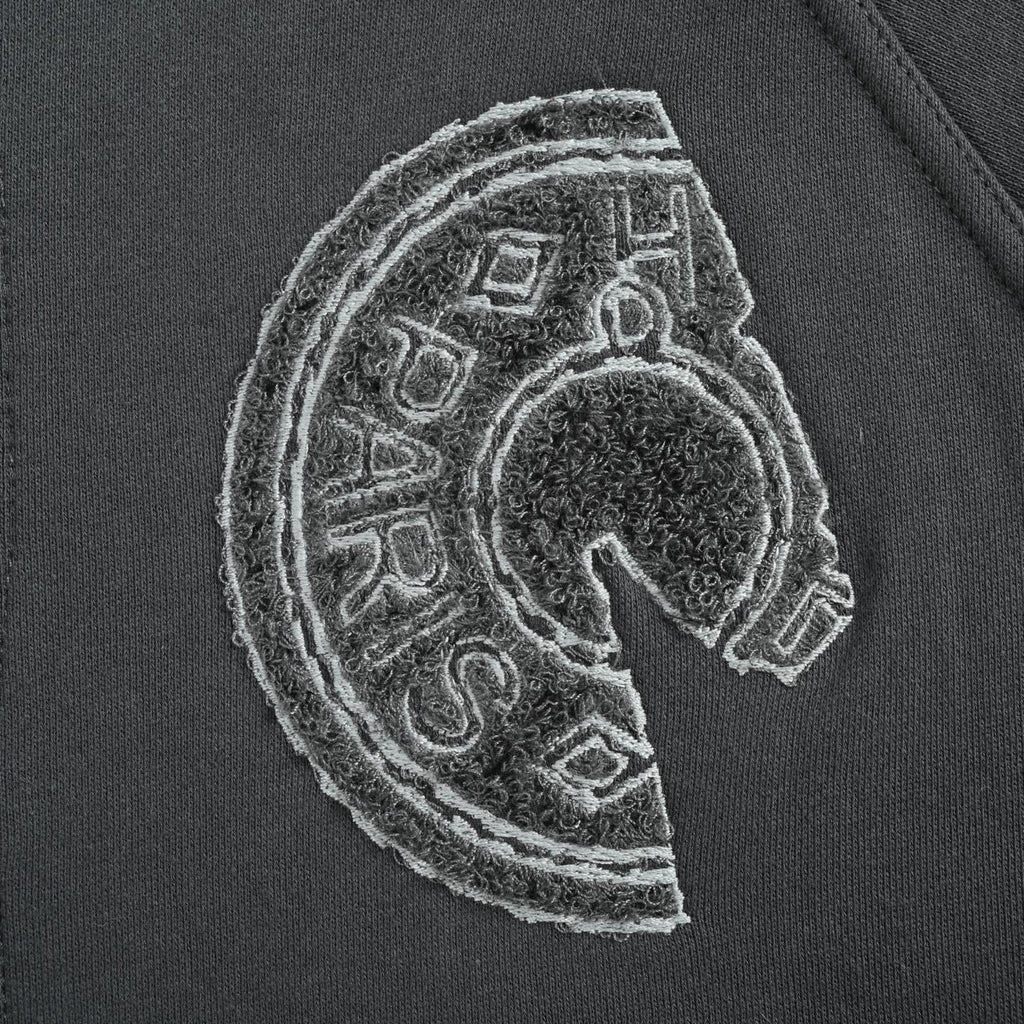 Chenille Horse Patch Varsity Jacket | Dark Grey