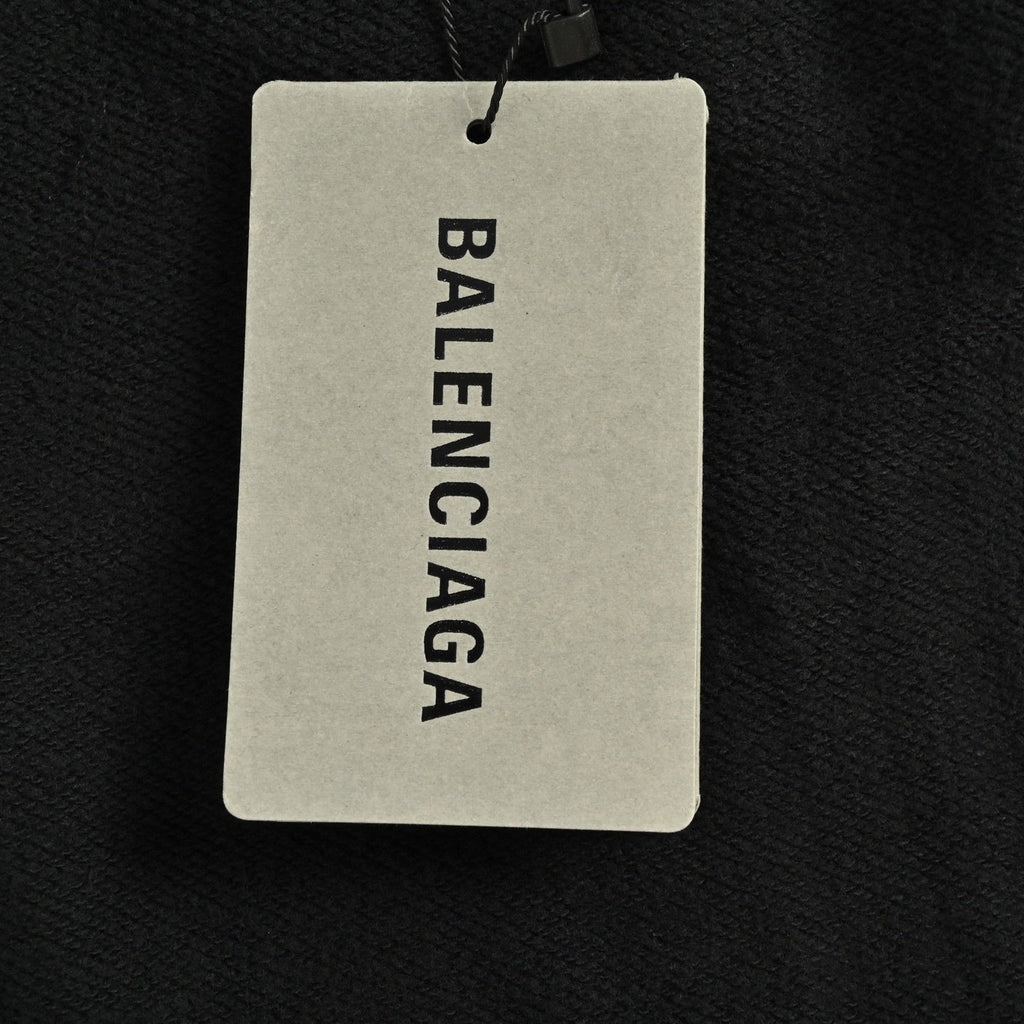 Tape Logo Distressed Zip Hoodie
