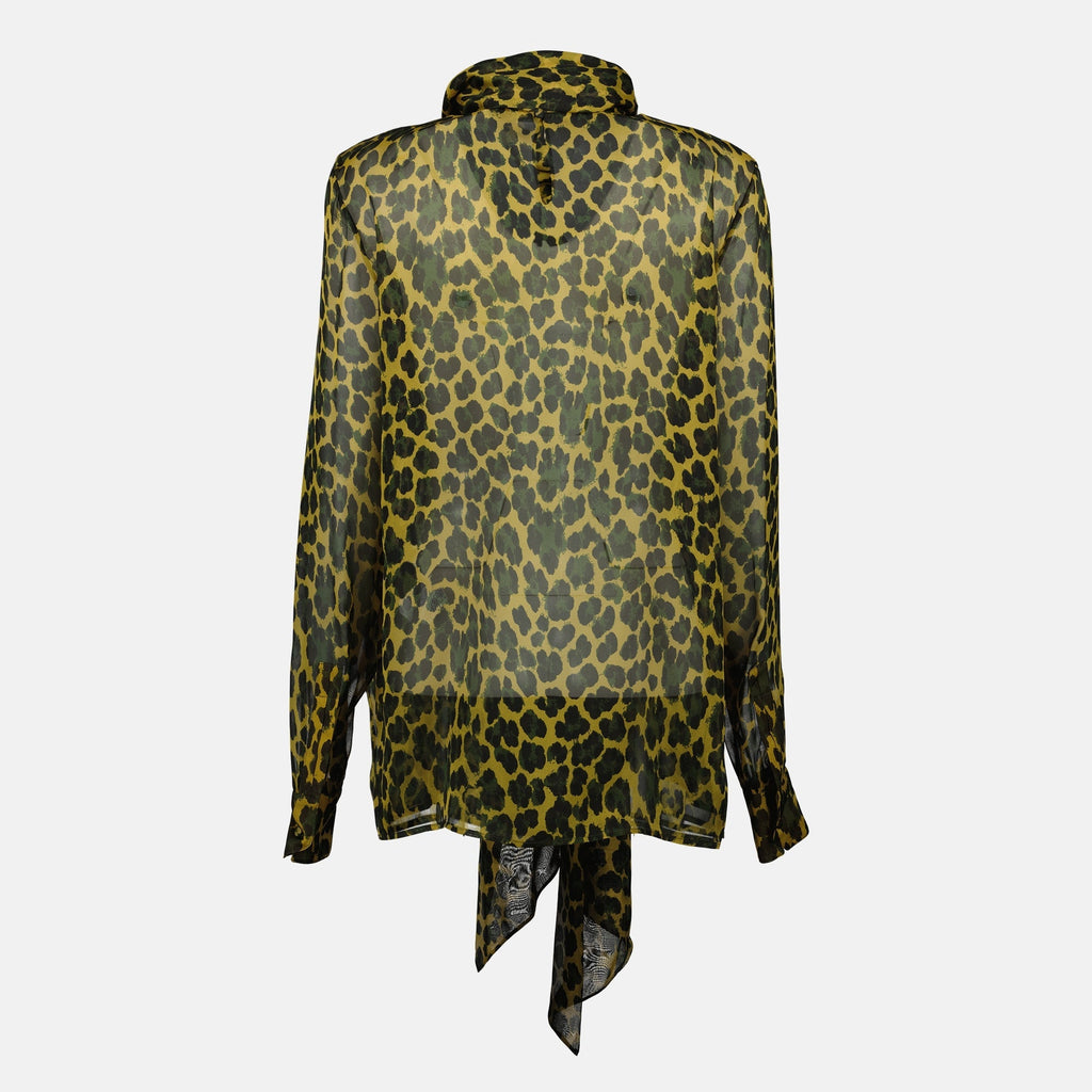 Leopard Print Bow Tie Blouse
