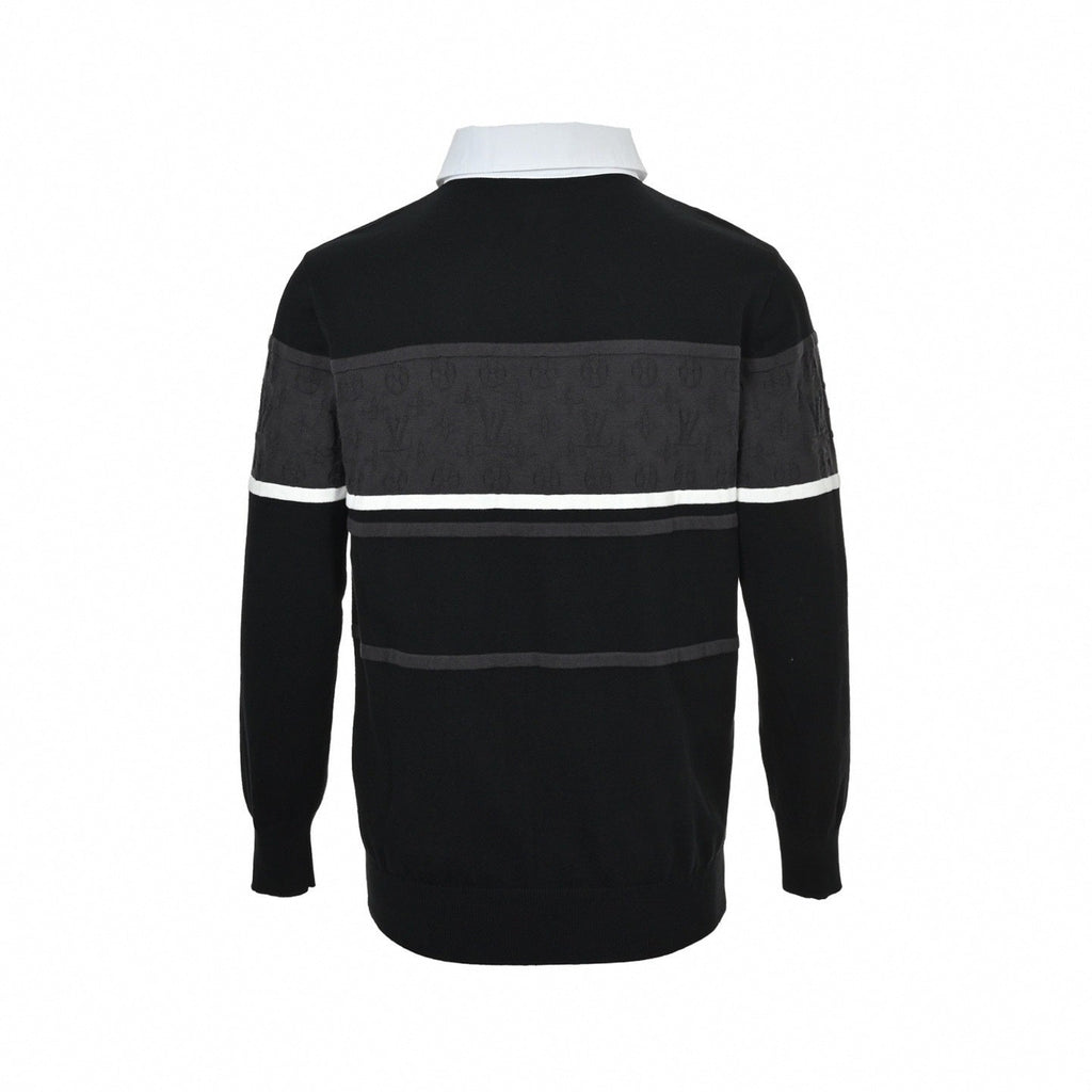 Monogram Band Long-Sleeve Rugby Polo | Black