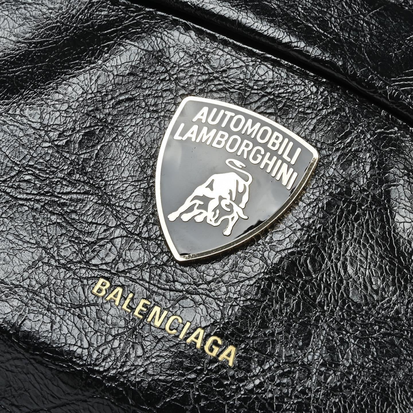 Balenciaga x Automobili Lamborghini Crinkled Leather Backpack | Black