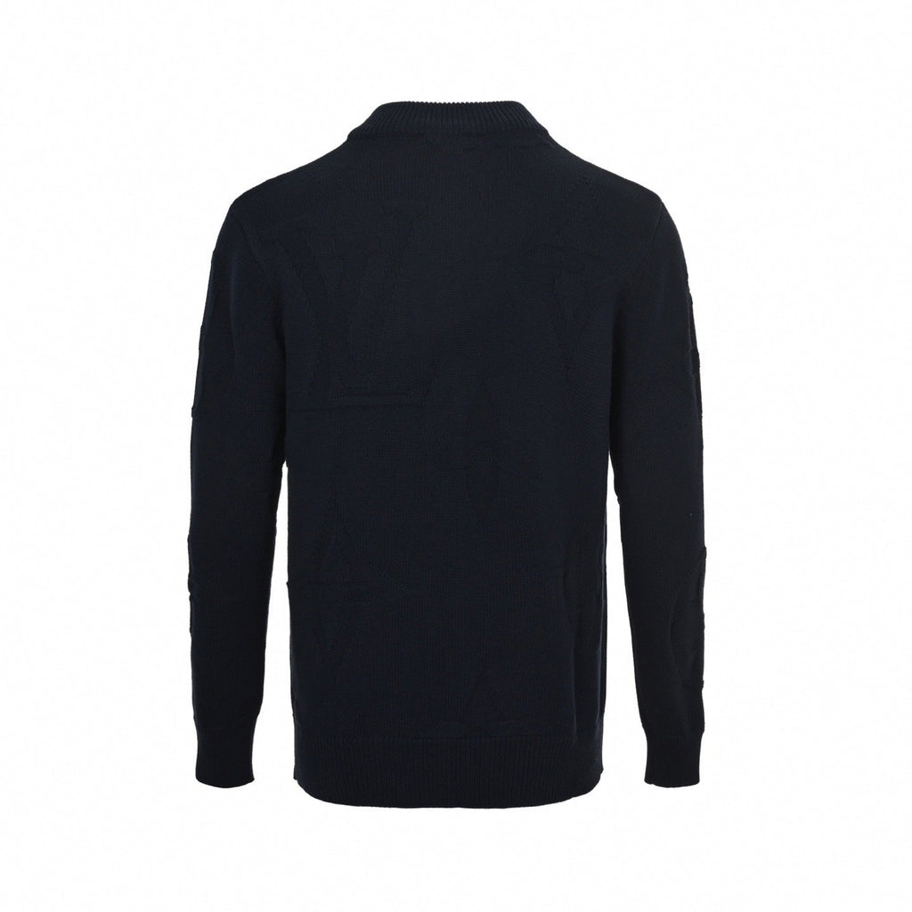 Embossed Monogram Flower Quarter-Zip | Navy