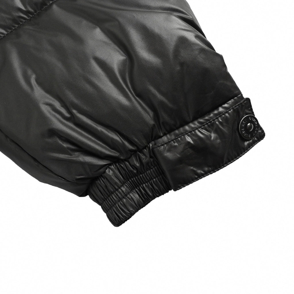 Check Lined Hooded Puffer | Black