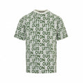 All-Over Typographic Knit T-Shirt | White & Green