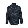 Camouflage Jacquard Denim Overshirt | Navy Blue