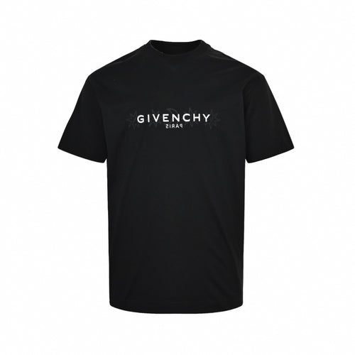 Mirrored Logo Celestial Print T-Shirt | Black