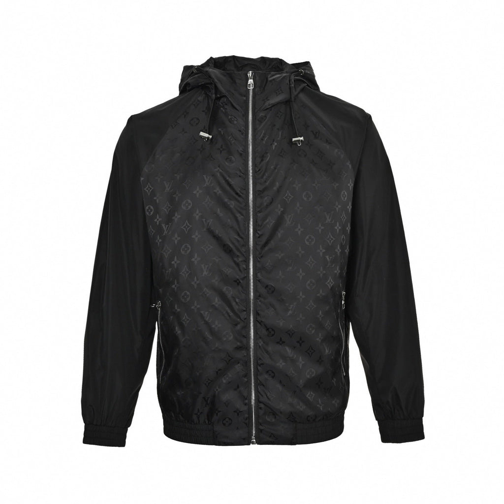Monogram Windbreaker | Black & Grey