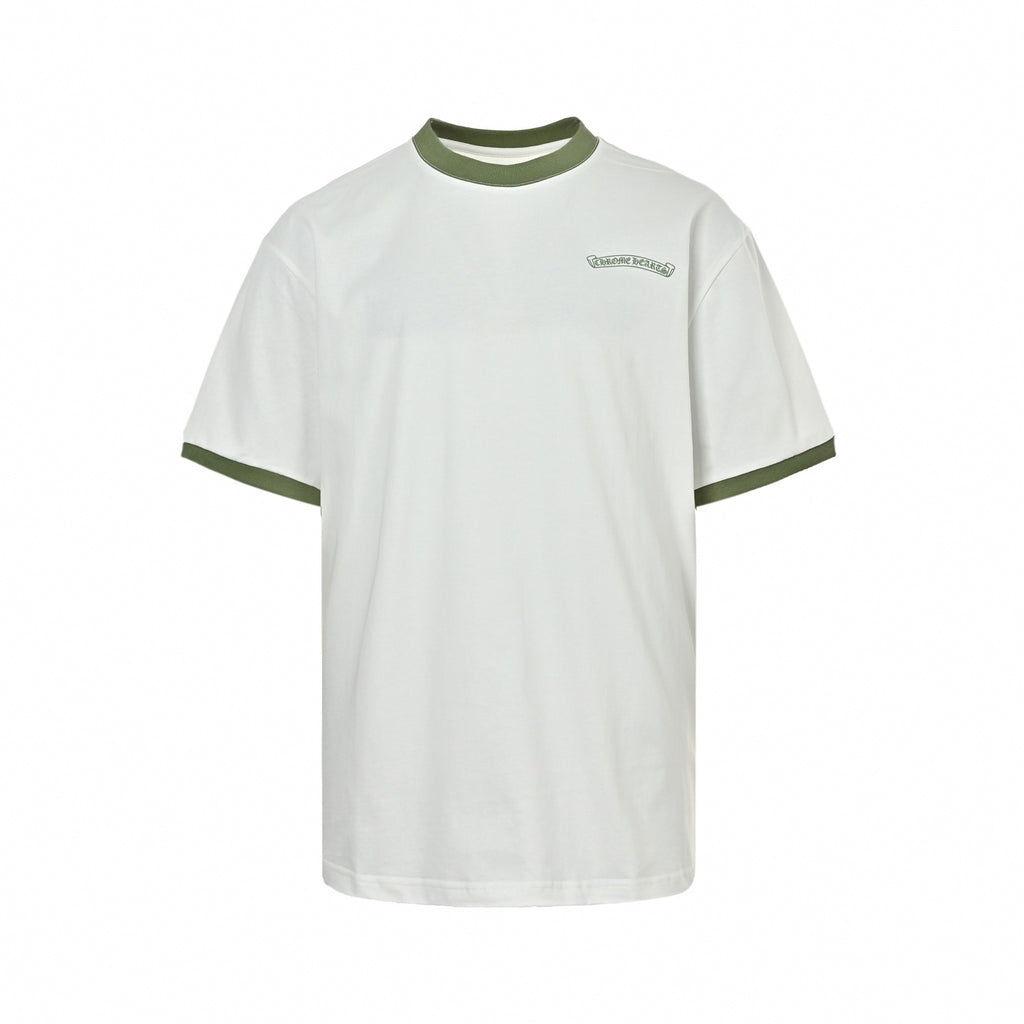 Horseshoe Logo Ringer T-Shirt | White/Olive