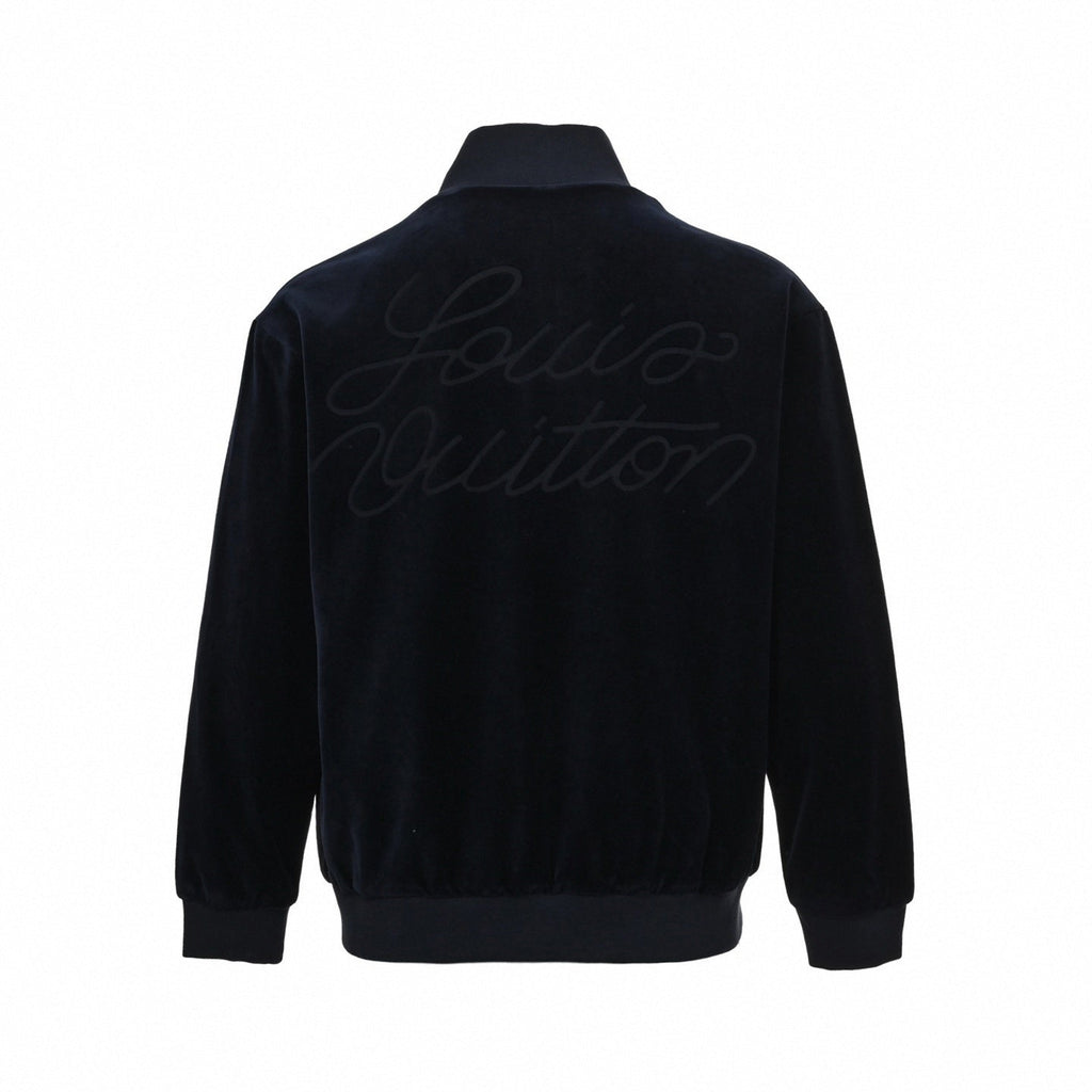 Velour Script Logo Zip-Up Jacket