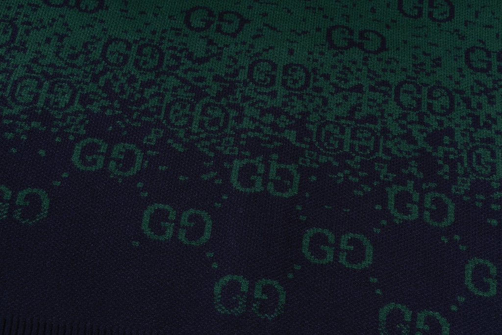 Gradient GG Monogram Wool Cardigan | Green & Navy