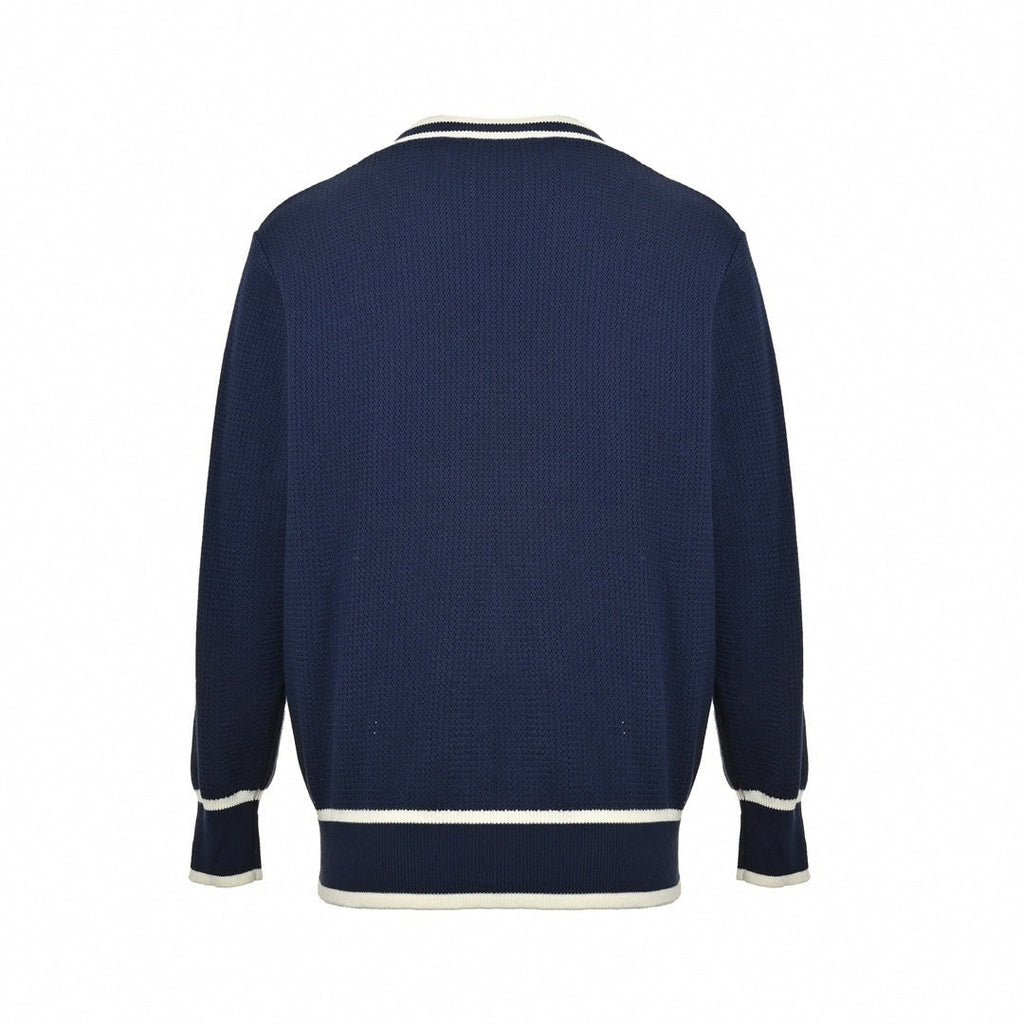 Interlocking G Striped V-Neck Wool Sweater