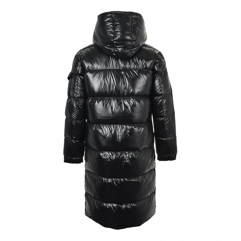High-Gloss Nylon Long Down Parka | Black