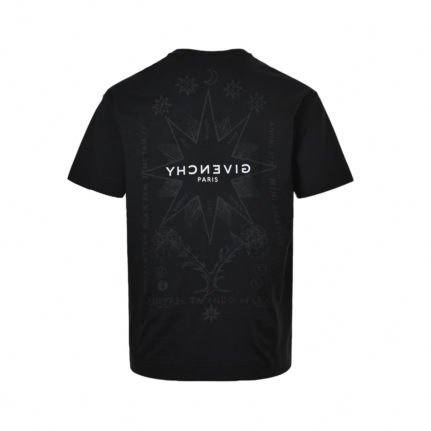 Mirrored Logo Celestial Print T-Shirt | Black
