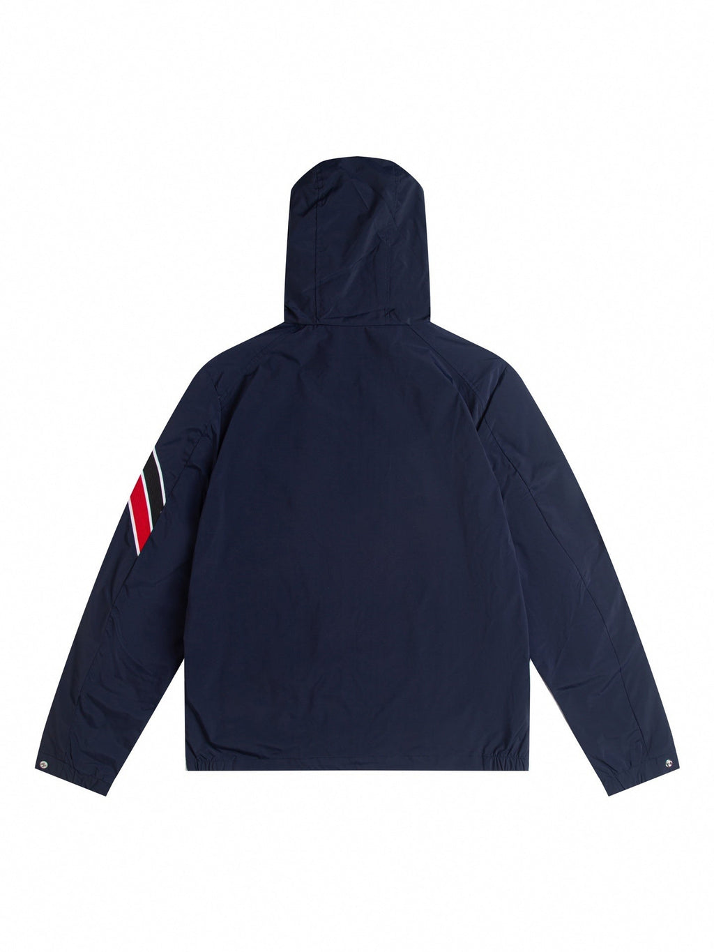 Tri-Color Stripe Hooded Windbreaker | Navy