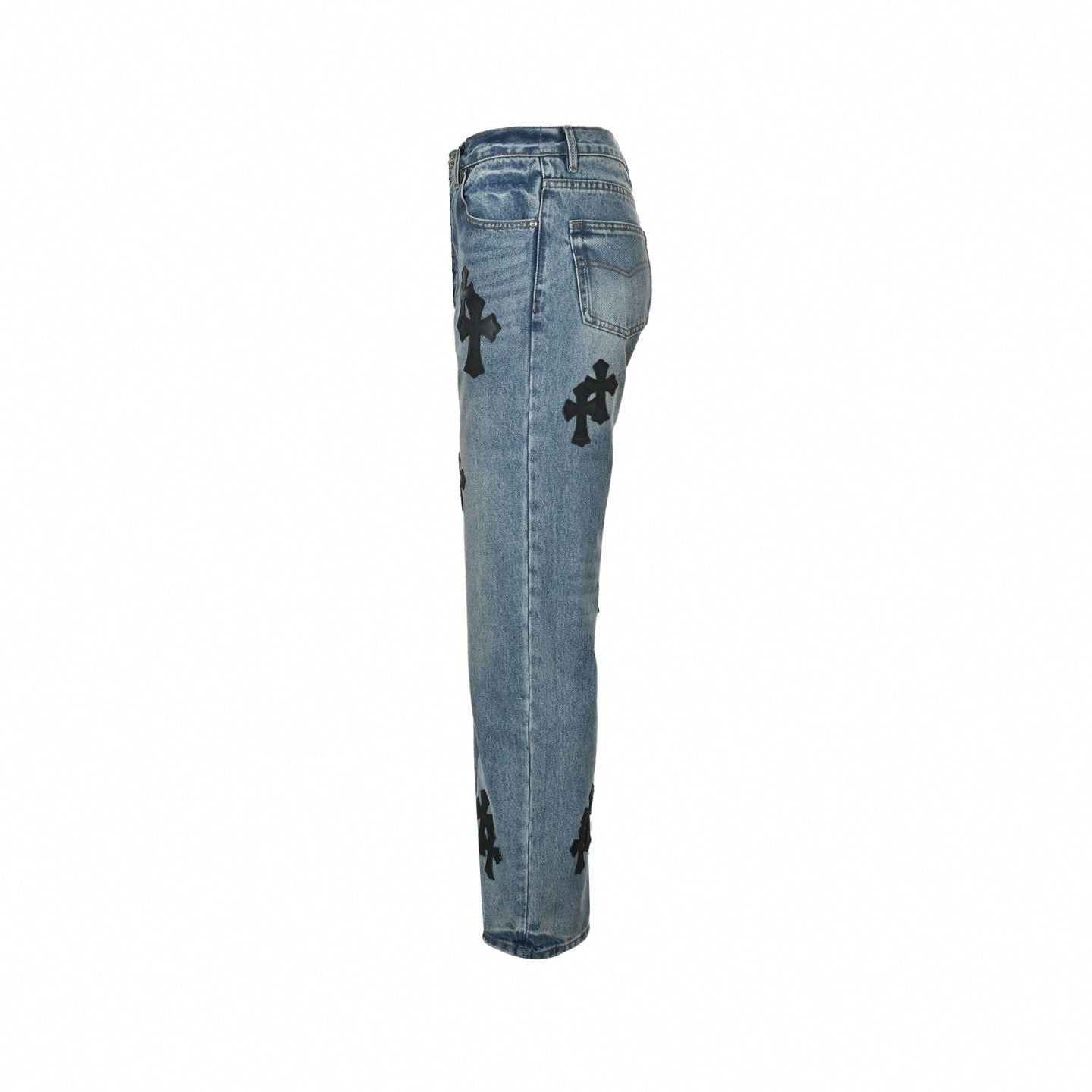 Cross Patch Denim Jeans | Blue
