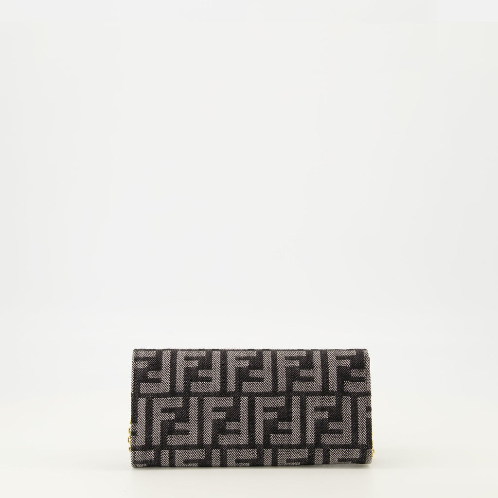FF Denim Chain Baguette Wallet in Blue