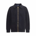 3D Monogram Embossed Zip-Through Cardigan | Midnight Blue