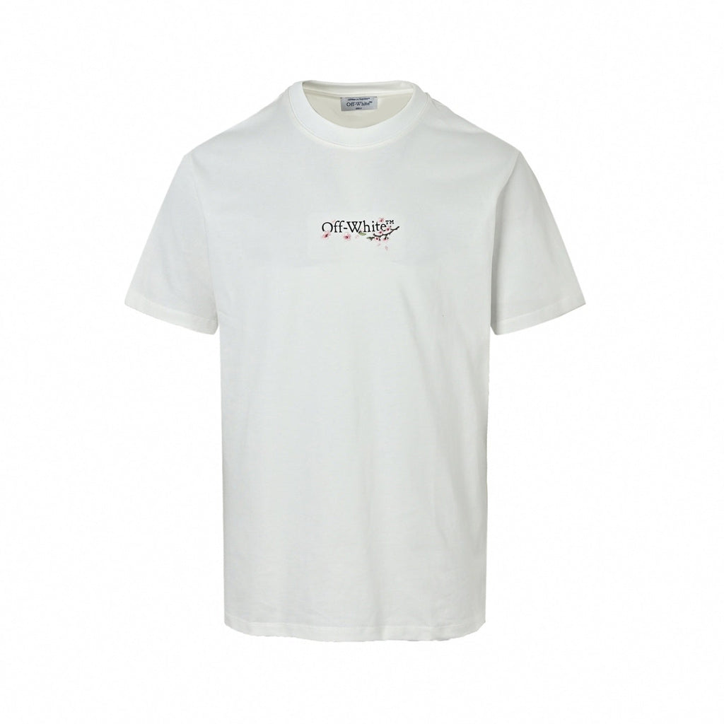 Embroidered Cherry Blossom Arrow Logo T-Shirt | White
