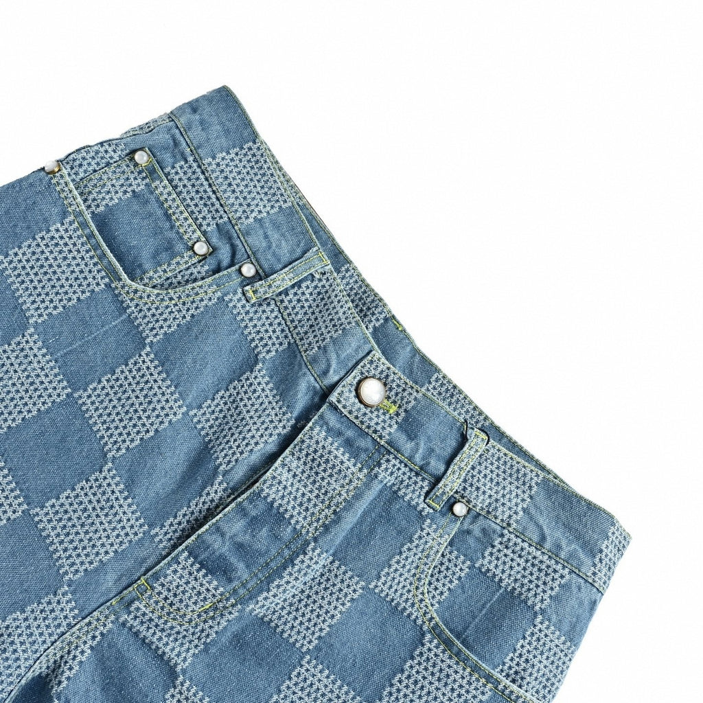 Damier Stitch Denim Shorts