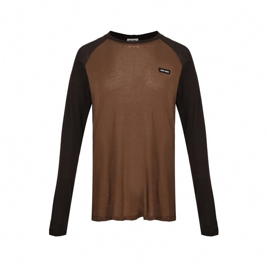 Contrast Raglan Long Sleeve | Brown