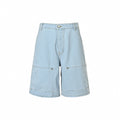 Monogram Flower Rivet Denim Shorts | Light Blue