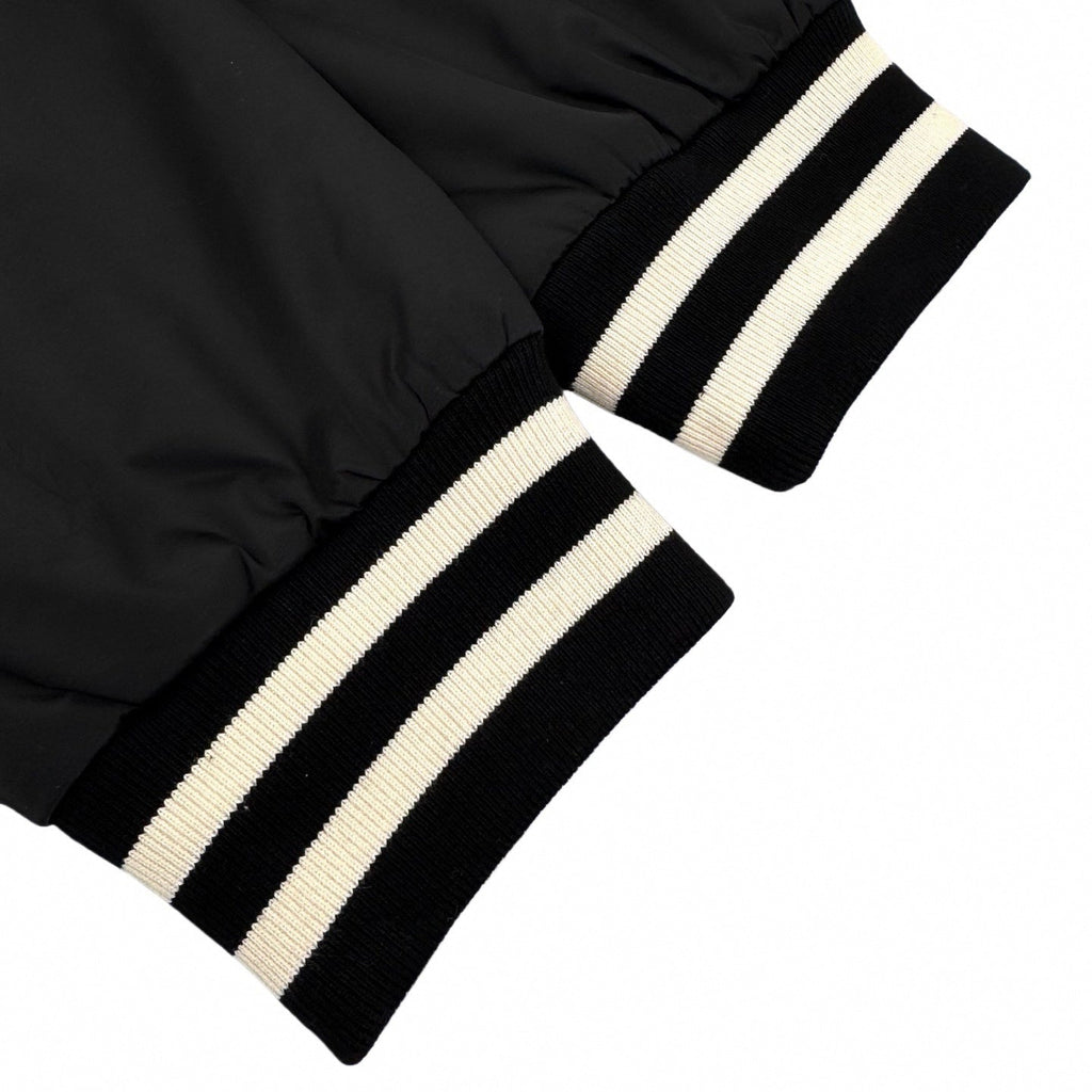 Triomphe Logo Striped Satin Jacket | Black