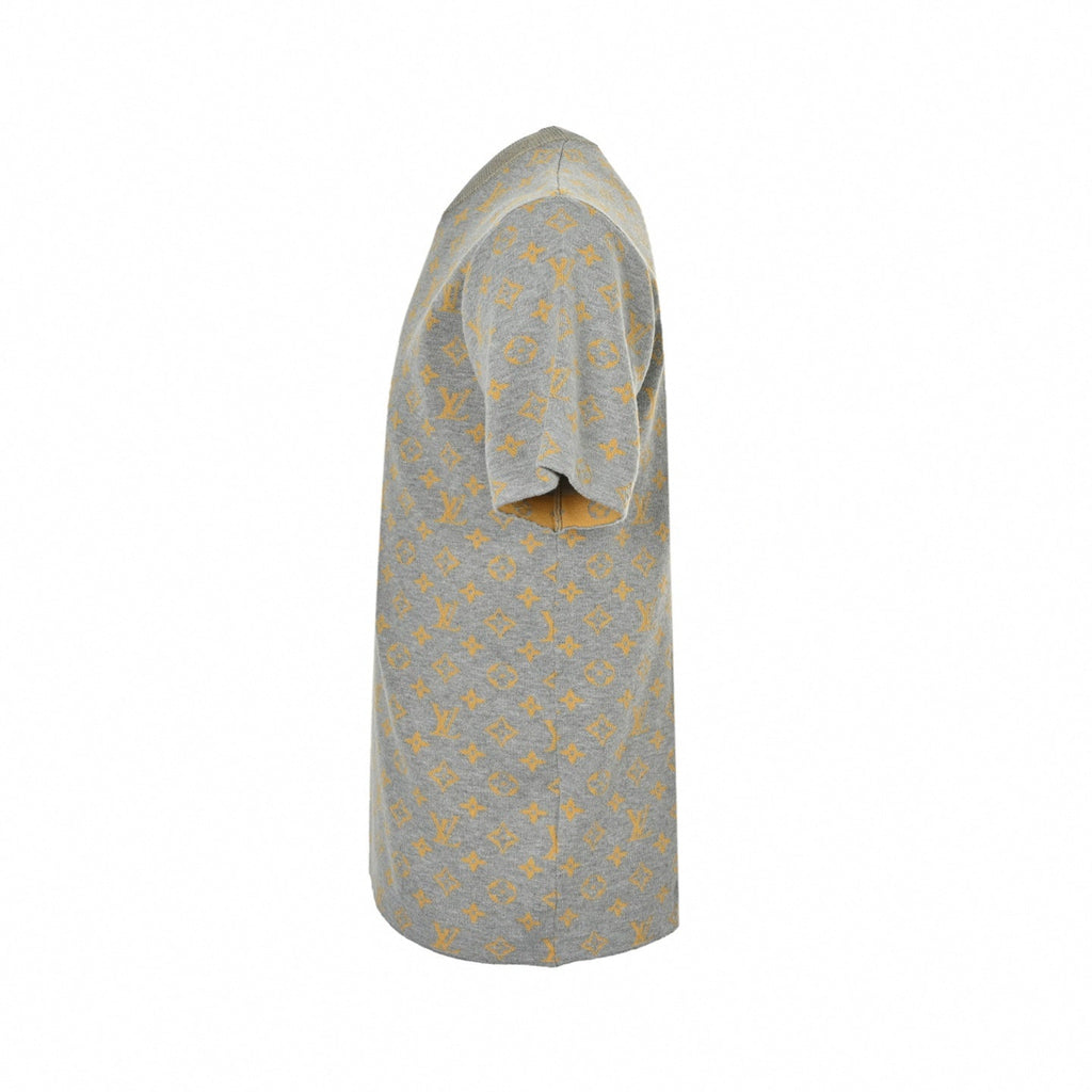 Monogram Jacquard Knit T-Shirt | Grey & Mustard