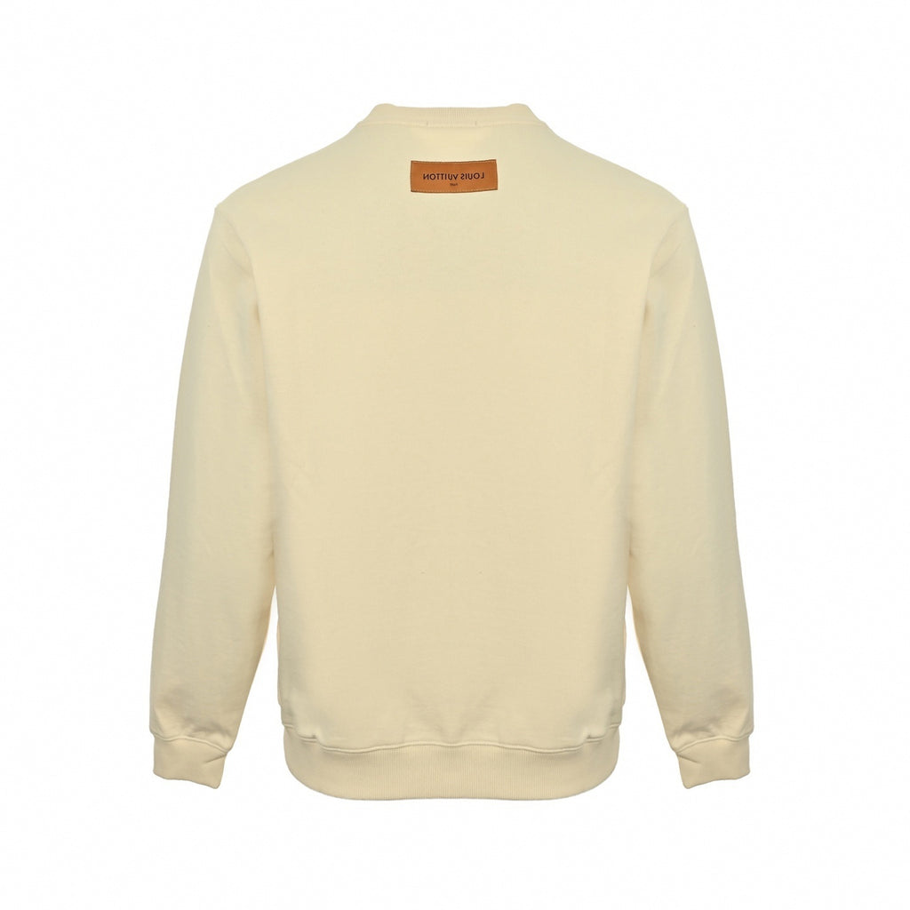 Embroidered Monogram Sleeve Sweatshirt | Cream