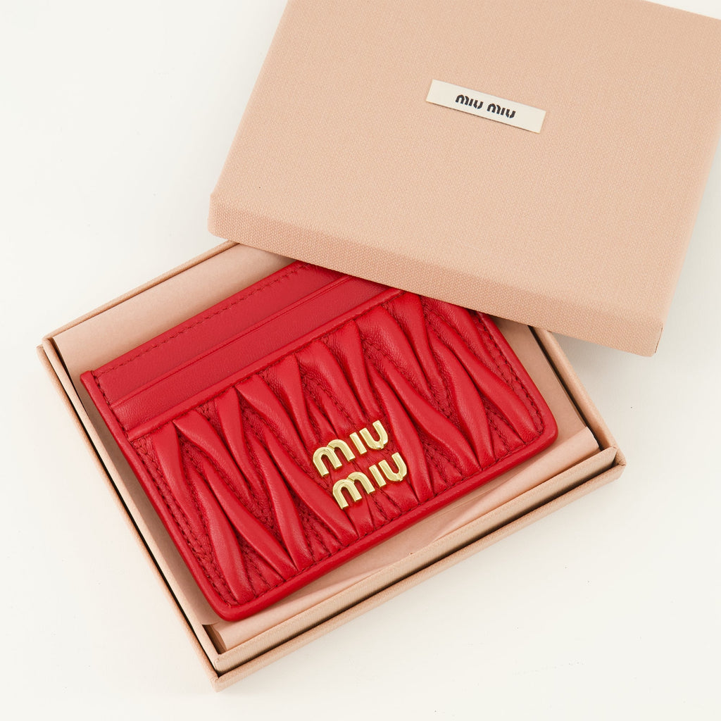 Red Quilted Leather Card Holder