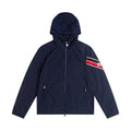 Tri-Color Stripe Hooded Windbreaker | Navy