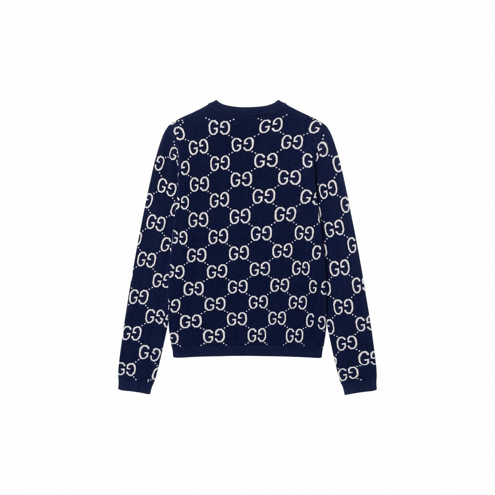 Cotton Wool Picot Trim Sweater - Navy